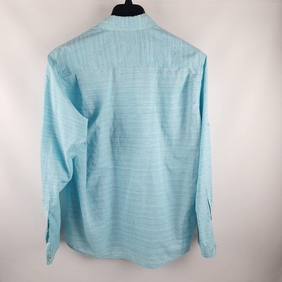 EX-OFFICIO Mens Large Blue Stripe Made to Adventure L/S Button Up - Picture 2 of 7
